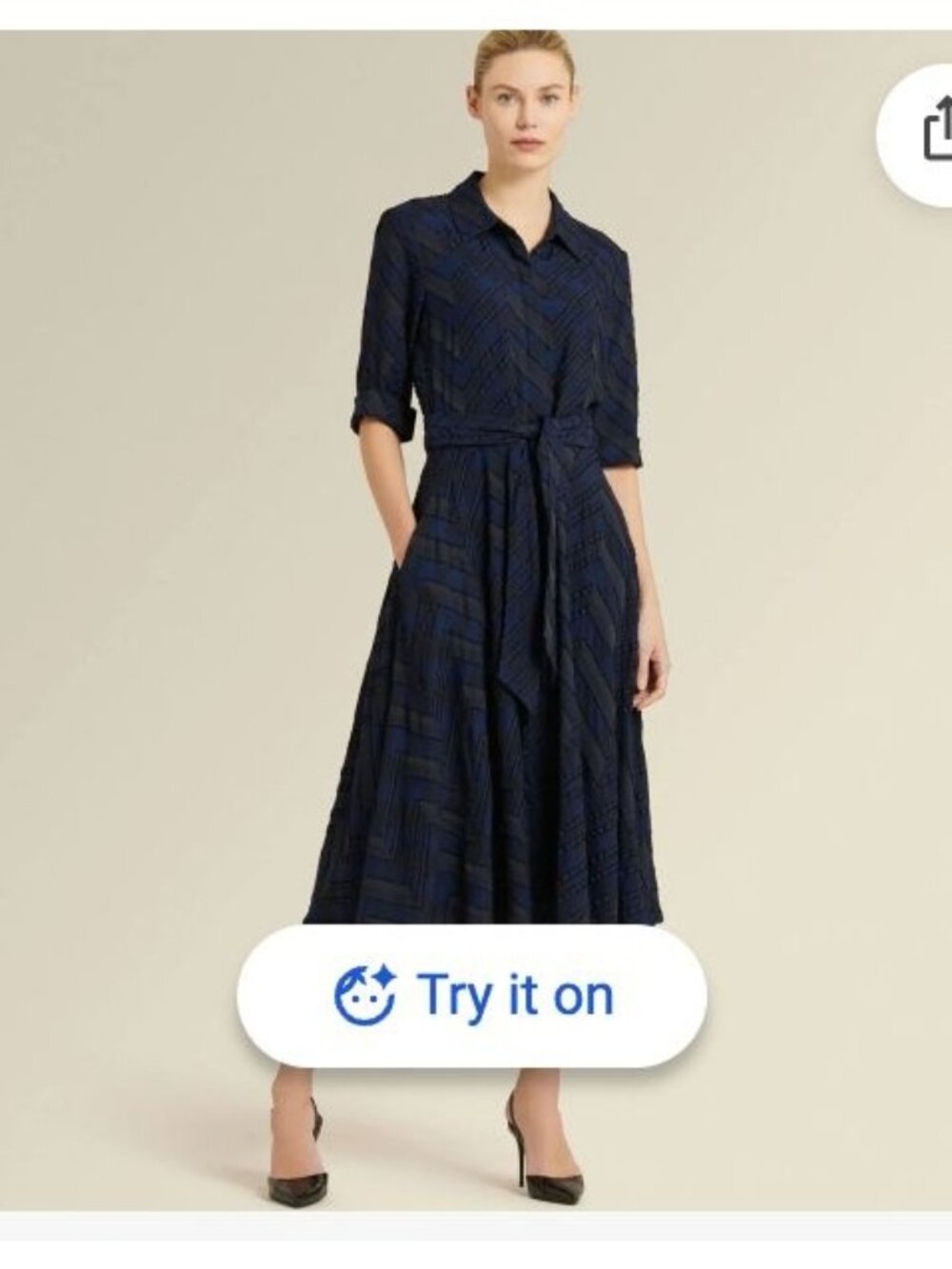 Donna karen puckered chevron shirt dress